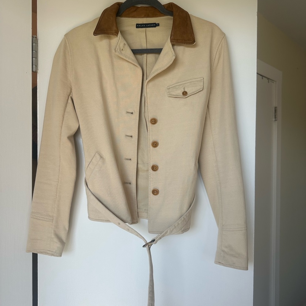 Ralph Lauren Cream Utility Jacket with Brown Collar